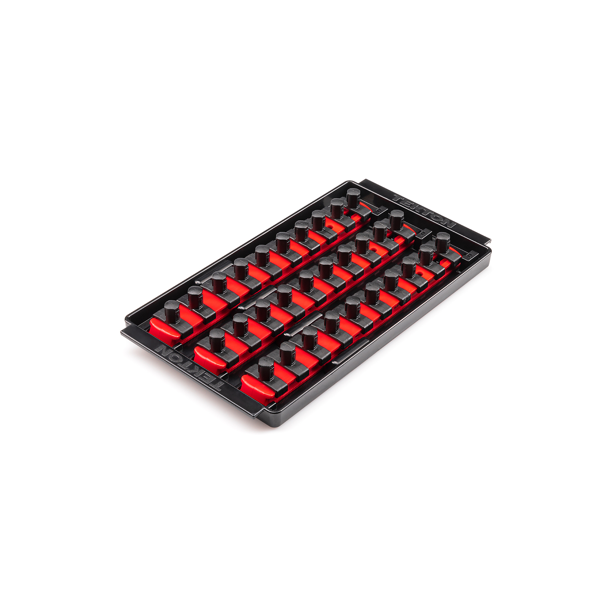 TEKTON 3/8 Inch Drive 3-Rail Socket Organizer Set, Red (30-Tool) | OST15130